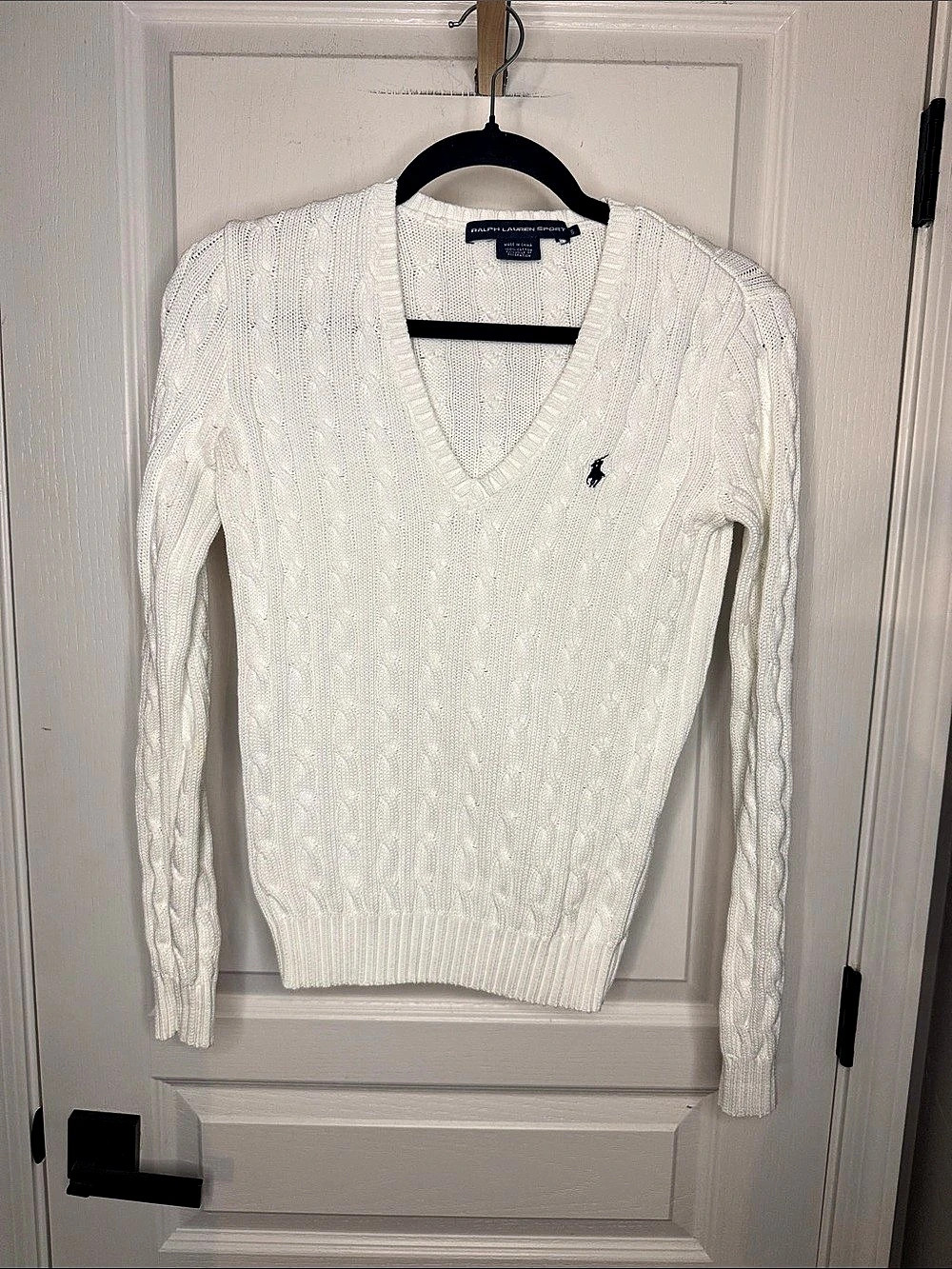 Ralph Lauren Sport 100% Cotton Cable Knit V-Neck Sweater V-Neck Cable Knit Sweat